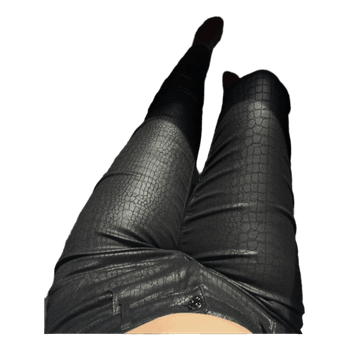 Black faux leather trousers