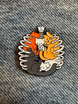 Cat enamel pin skeleton alternative