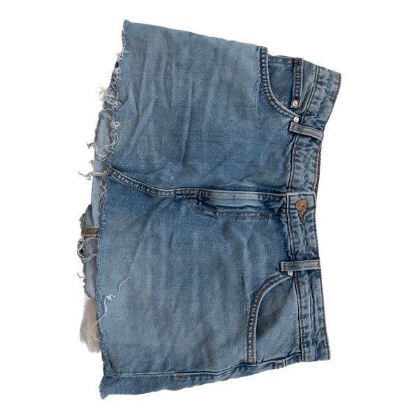 Blå denim mininederdel