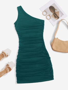 One shoulder ruched dress