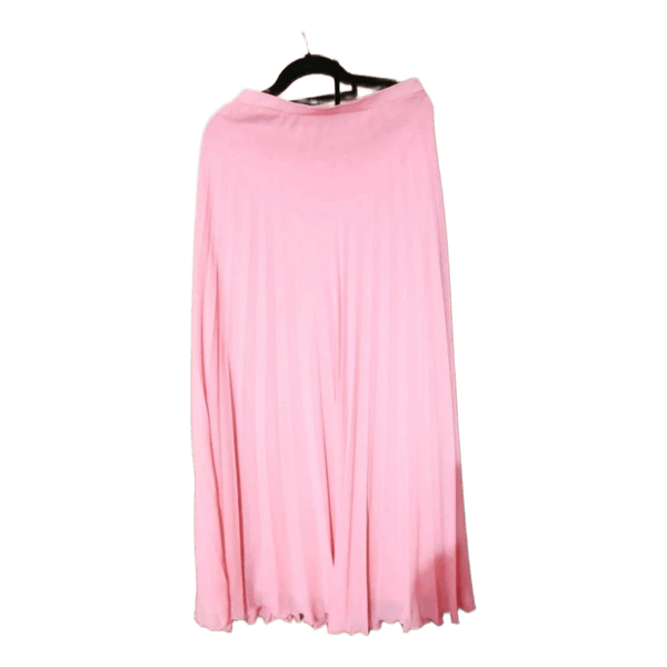 Pink pleated midi skirt