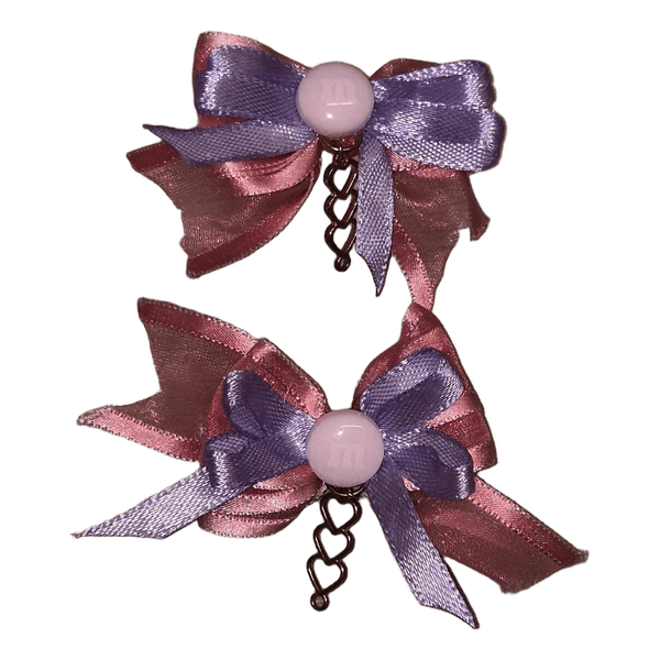 Pink purple bow hairclips