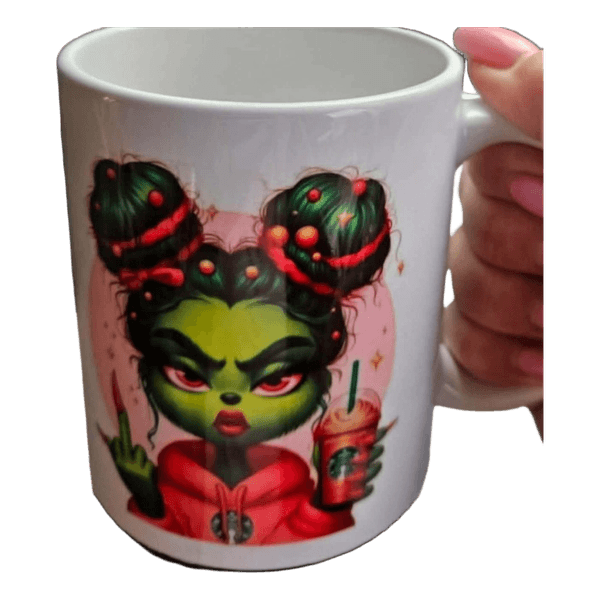 White printed ceramic mug