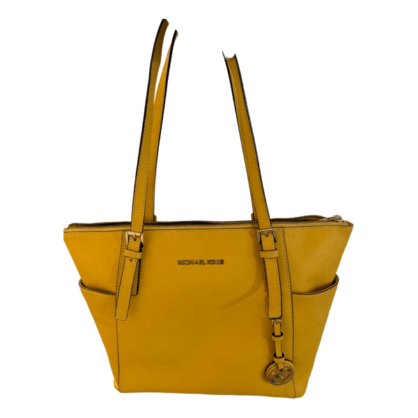 Yellow leather tote bag