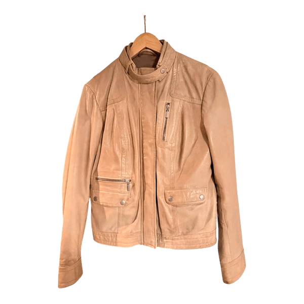 Beige læderjakke