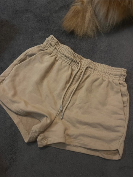 Beige cotton sweat shorts