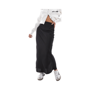 Black satin maxi skirt