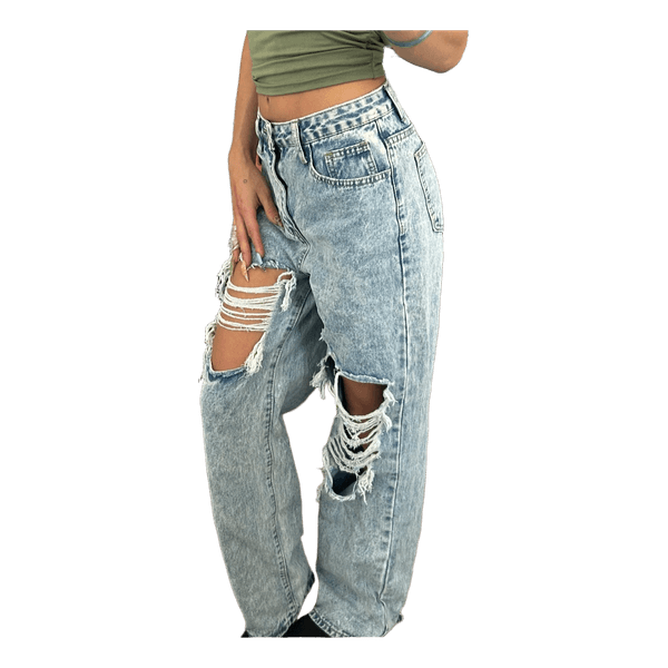 Acid wash ripped jeans