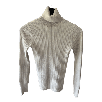 Beige ribbed turtleneck sweater