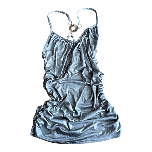 Wet metallic y2k top