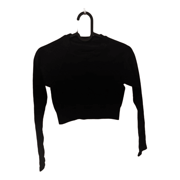 Svart crop top ribbad tröja