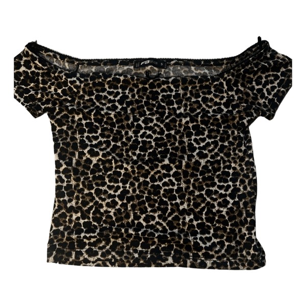 Leopard print off-shoulder top