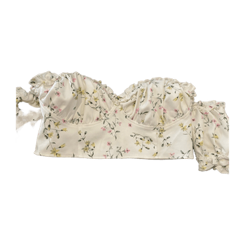 valkoinen kukkakuvioinen crop top