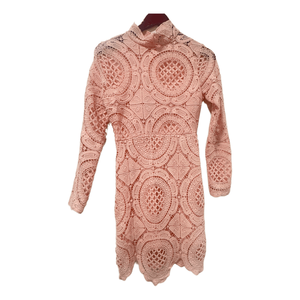 Pink lace mini dress