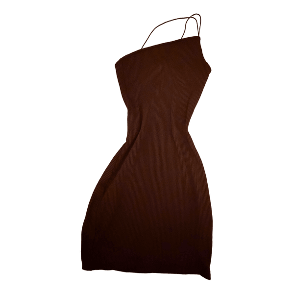 Brown ribbed mini dress