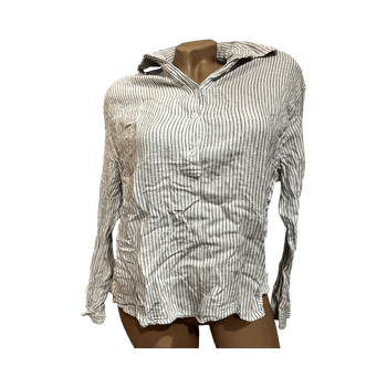 White striped button-up shirt