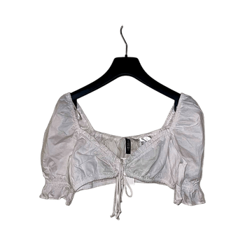 White puff sleeve crop top