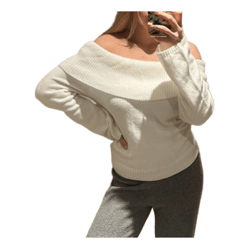 White off-shoulder sweater