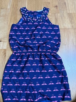 Blue swan print playsuit