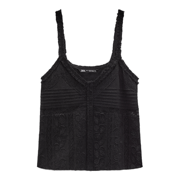 Flot sommertop med broderi