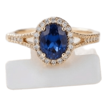 Gold sapphire halo ring