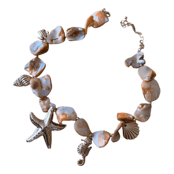Beaded shell charm necklace