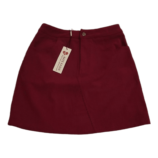 Red corduroy mini skirt