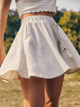 Tassel tie front swing shorts