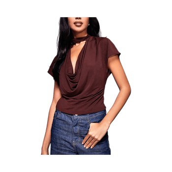 Ruskea kaula-aukkoinen toppi