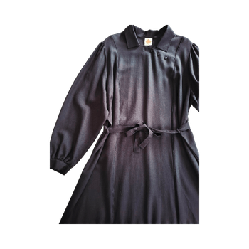 FINNISH VINTAGE black long wool shirt dress