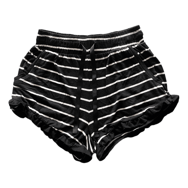 Black and white striped shorts