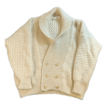 Vintage Käsinneulottu Neuletakki - Tiro Botswana - Luonnonvalkoinen - M/L