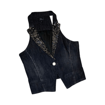 Musta paljettikaulus liivi