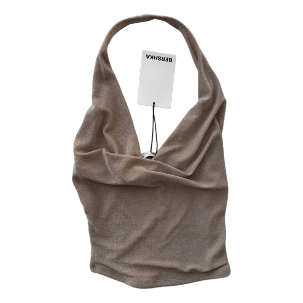 Beige kimalteleva halterneck-toppi