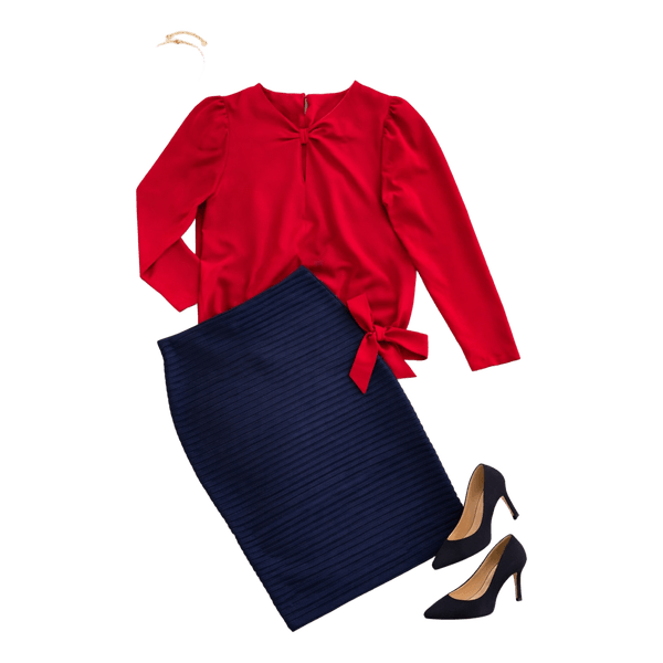 Navy ribbed midi skirt