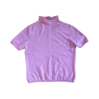 Pink short sleeve cashmere rollneck