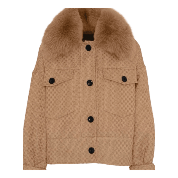 Meotine : Beige jakke med pelskrave