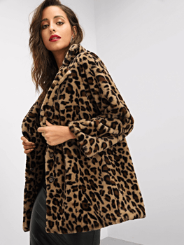 Leopard print teddy coat