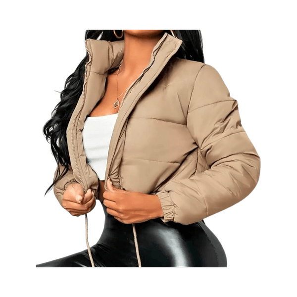 Beige cropped puffer jacket