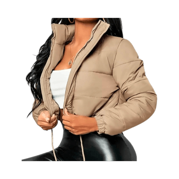 Beige cropped puffer jacket