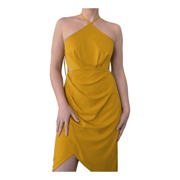 Lipsy yellow midi halter dress