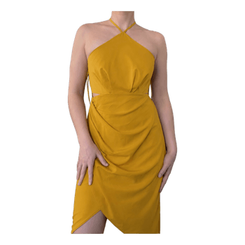 Lipsy yellow midi halter dress