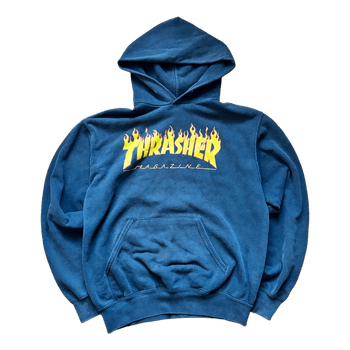 Navy Thrasher logo hoodie