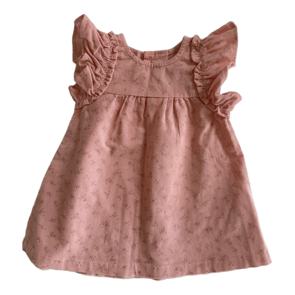 Pink floral corduroy dress