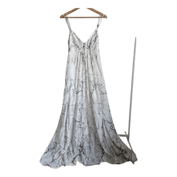 Y2K Marble Print Maxi Dress Open Back Cut Out Indie Boho Goddess Lindex S