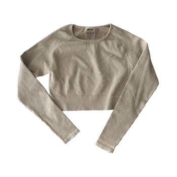 Aim’n Beige Cropped -pitkähihainen treenipaita / Koko M