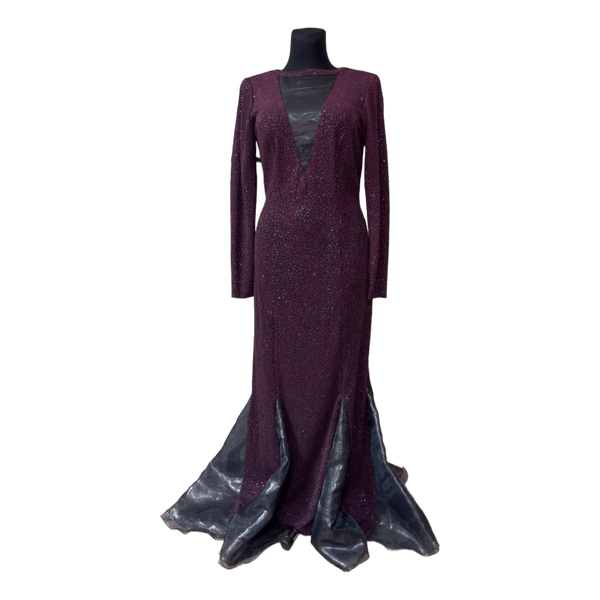 Purple sequin evening dress