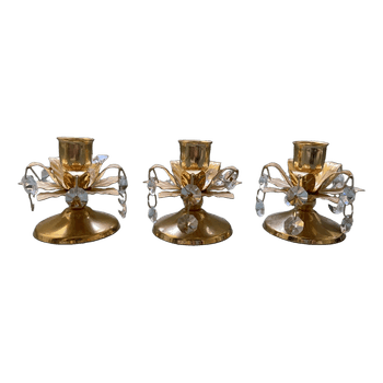 Gold floral crystal candle holders