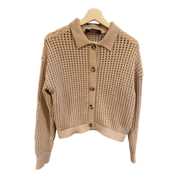 Beige crochet button cardigan