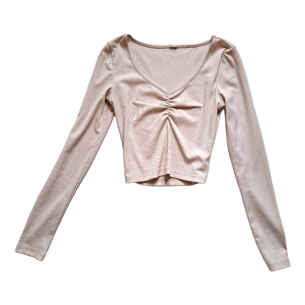 Beige long sleeve top
